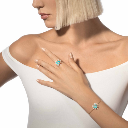 [Solara jewelry]LUCKY MOVE TURQUOISE PINK GOLD DIAMOND BRACELET