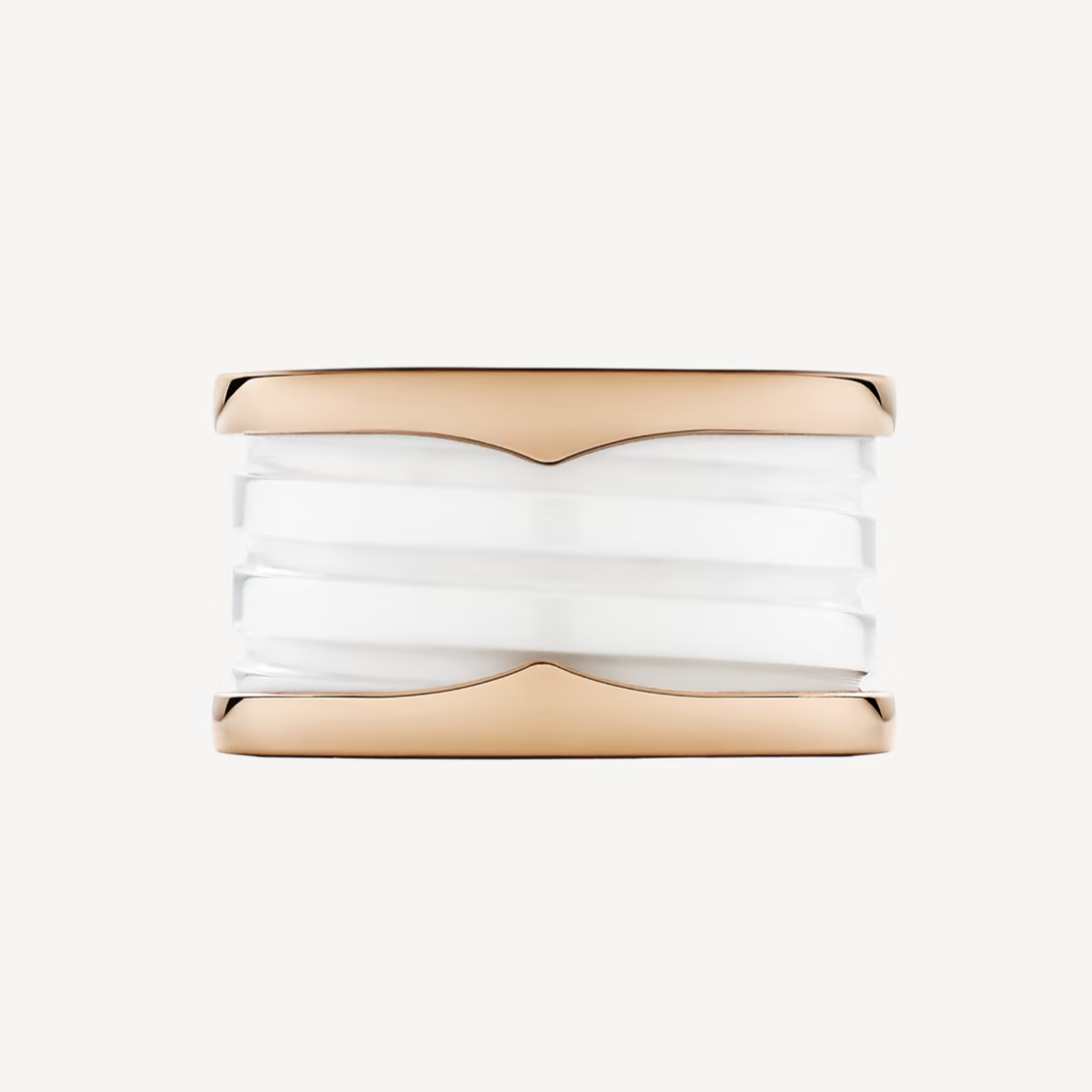 [Solara Jewelry]ZERO 1 FOUR-BAND LOOPS AND WHITE CERAMIC SPIRAL PINK GOLD RING