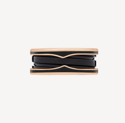 [Solara Jewelry]ZERO 1 TWO-BAND WITH MATTE BLACK CERAMIC PINK GOLD RING