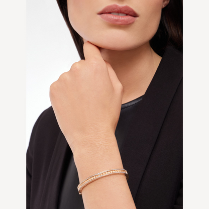 [Solara Jewelry]ZERO 1 SPIRAL AND PAVED DIAMOND PINK GOLD BRACELET