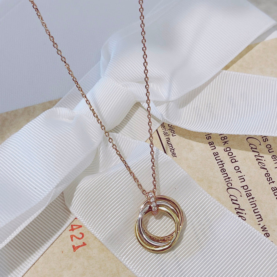 [Solara Jewelry]TRINITY NECKLACE GOLD  DIAMONDS