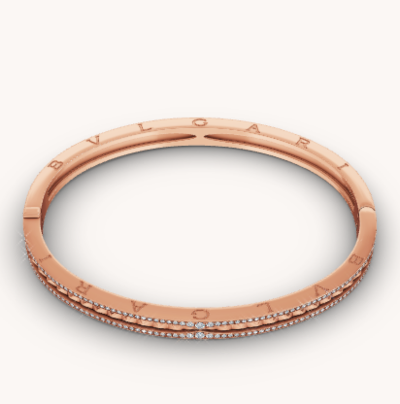 [Solara Jewelry]ZERO 1 SPIRAL AND PAVED DIAMOND PINK GOLD BRACELET