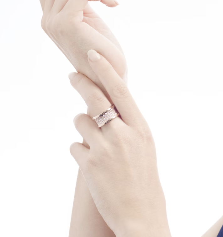 [Solara Jewelry]ZERO 1 WITH PAVED DIAMONDS ON THE SPIRAL RING