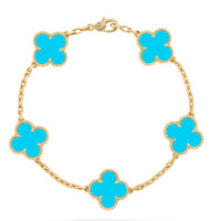 [Solara Jewelry]CLOVER 5 MOTIFS TURQUOISE BRACELET