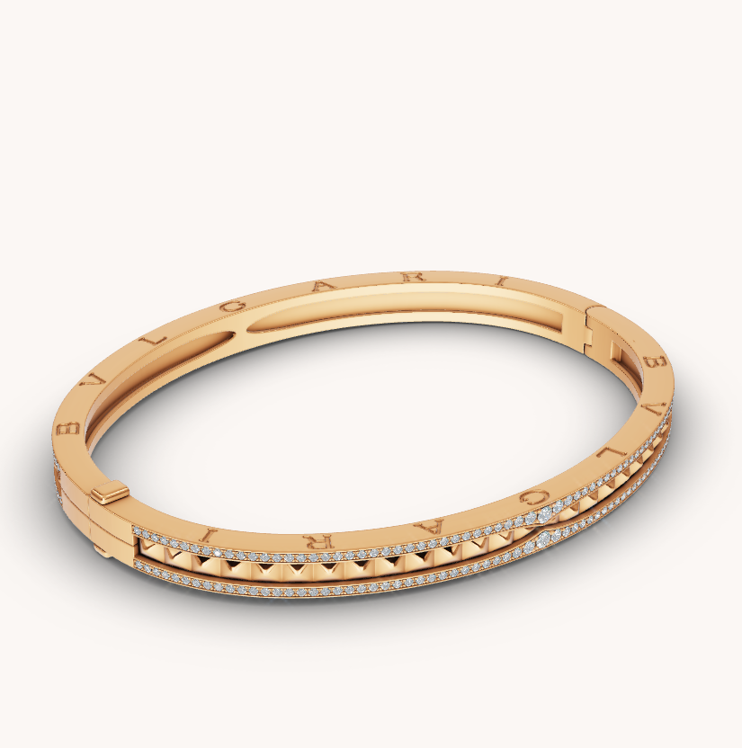 [Solara Jewelry]ZERO 1 SPIRAL AND PAVED DIAMOND GOLD BRACELET