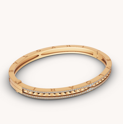 [Solara Jewelry]ZERO 1 SPIRAL AND PAVED DIAMOND GOLD BRACELET