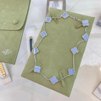[Solara Jewelry]CLOVER 10 MOTIFS PURPLE CHALCEDONY NECKLACE