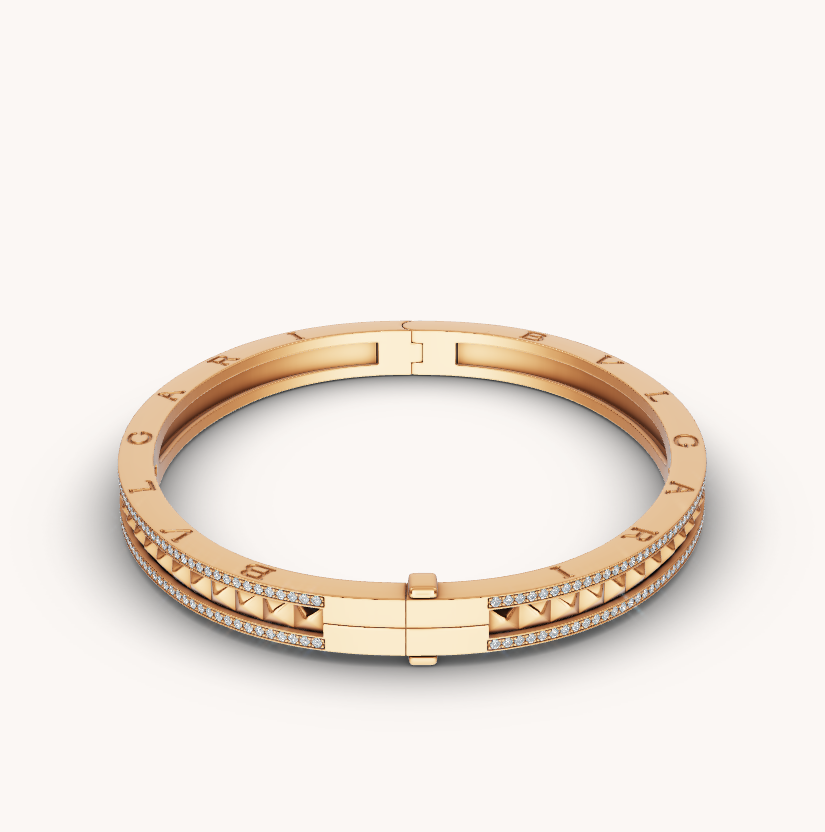 [Solara Jewelry]ZERO 1 SPIRAL AND PAVED DIAMOND GOLD BRACELET