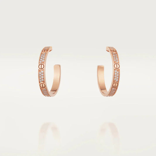 [Solara Jewelry]LOVE DIAMOND PINK GOLD HOOP EARRINGS