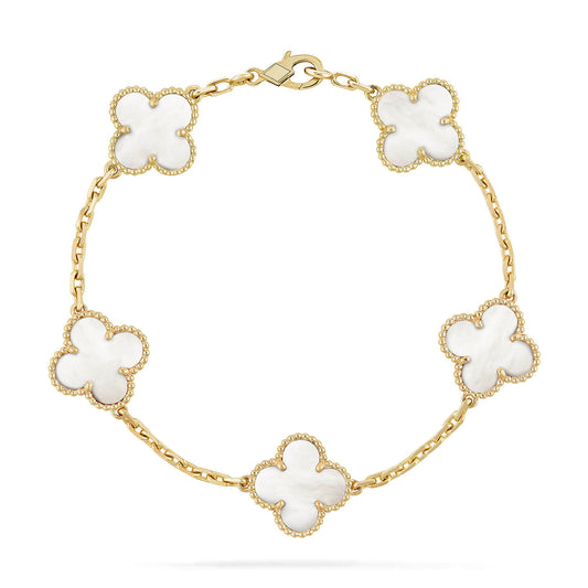 [Solara Jewelry]CLOVER  5 MOTIF WHITE MOP BRACELET