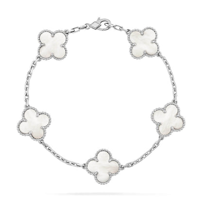 [Solara Jewelry]CLOVER SILVER MOP 5 MOTIF BRACELET
