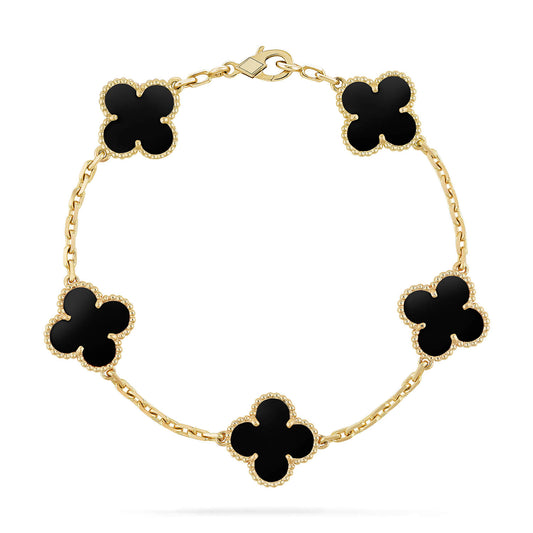 [Solara Jewelry]CLOVER  5 MOTIFS BLACK ONYX BRACELET