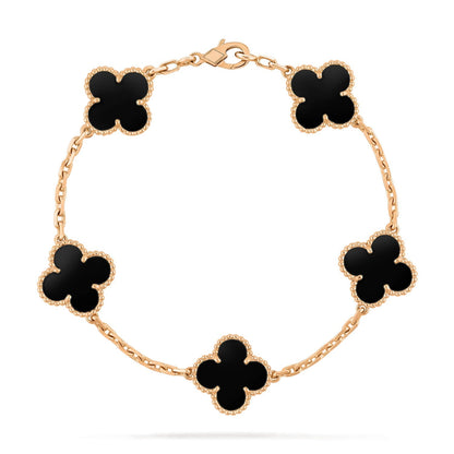 [Solara Jewelry]CLOVER  5 MOTIFS BLACK ONYX BRACELET