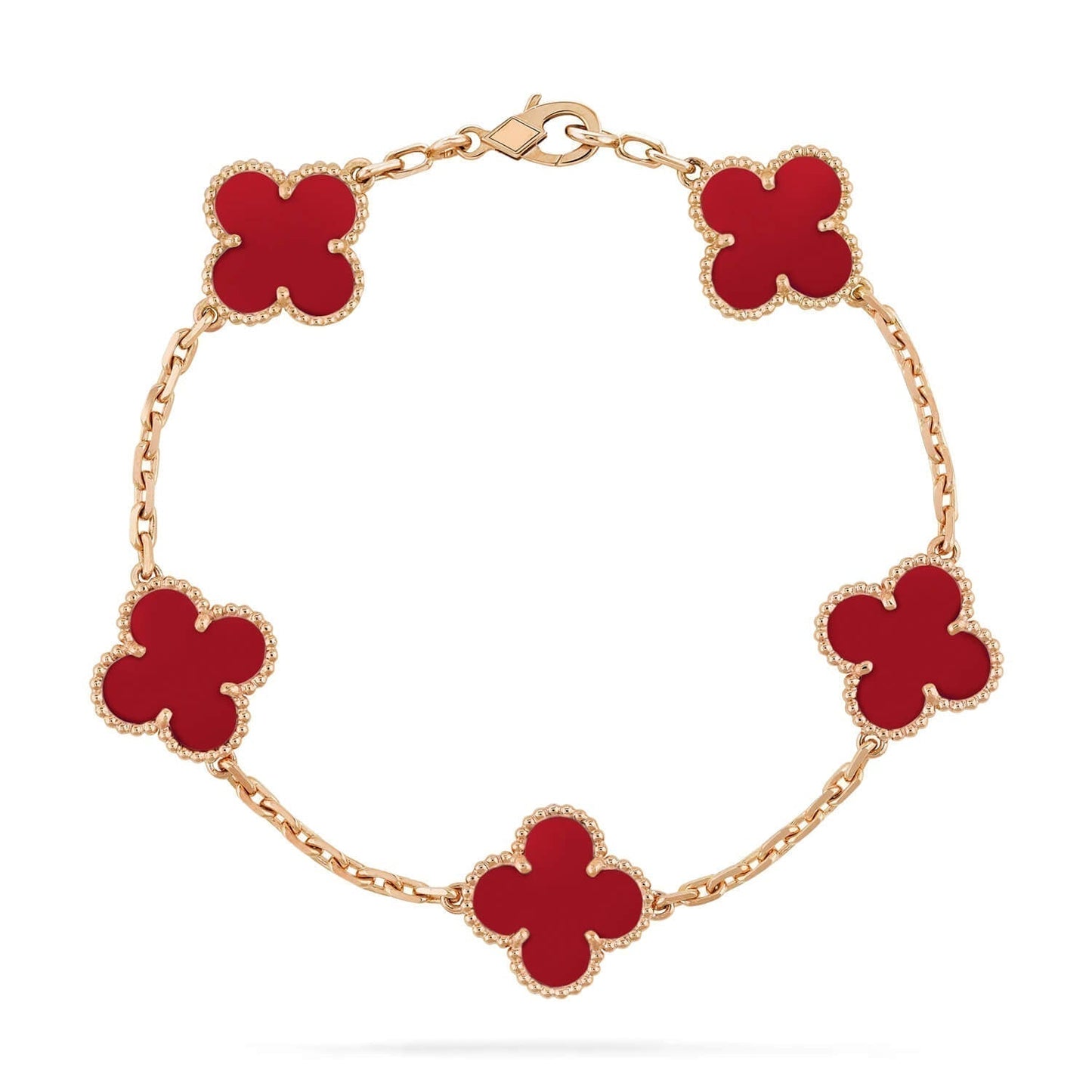 [Solara Jewelry]CLOVER 5 MOTIFS RED AGATE  BRACELET