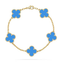 [Solara Jewelry]CLOVER 5 MOTIFS BLUE AGATE BRACELET