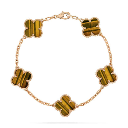 [Solara Jewelry]CLOVER  5 MOTIFS TIGER EYE BRACELET