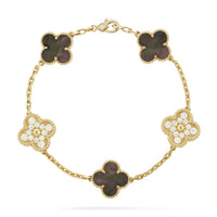 [Solara Jewelry]CLOVER 5 MOTIF GRAY MOP DIAMOND BRACELET