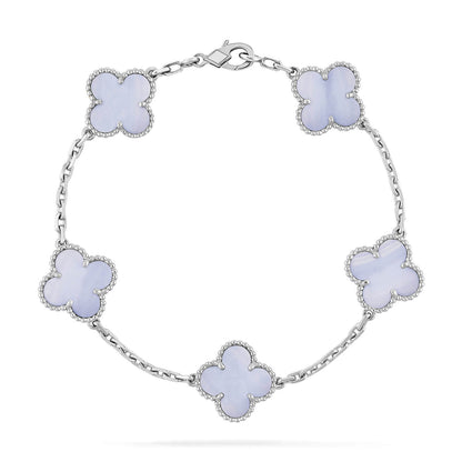 [Solara Jewelry]CLOVER  5 MOTIF PURPLE CHALCEDONY BRACELET SILVER