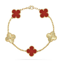 [Solara Jewelry]CLOVER  5 MOTIFS CARNELIAN GOLD BRACELET