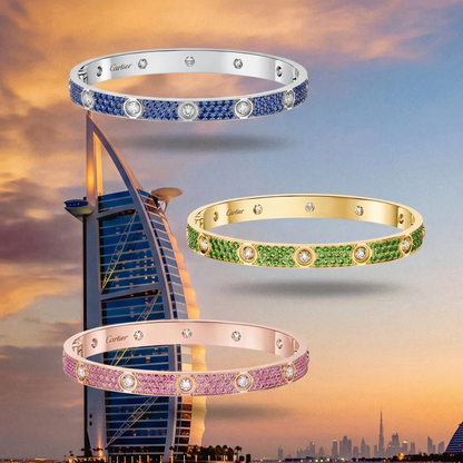 [Solara jewelry]2026 PAVE GEMSTONE LOVE BRACELET 6.1MM 10 DIAMONDS