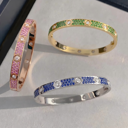 [Solara jewelry]2026 PAVE GEMSTONE LOVE BRACELET 6.1MM 10 DIAMONDS
