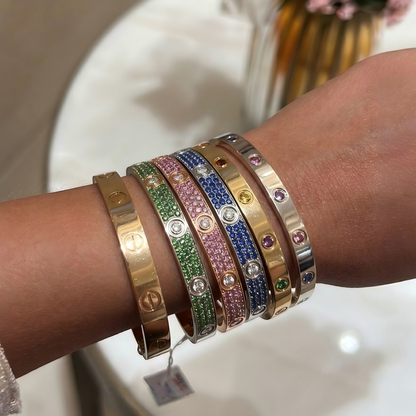 [Solara jewelry]2026 PAVE GEMSTONE LOVE BRACELET 6.1MM 10 DIAMONDS