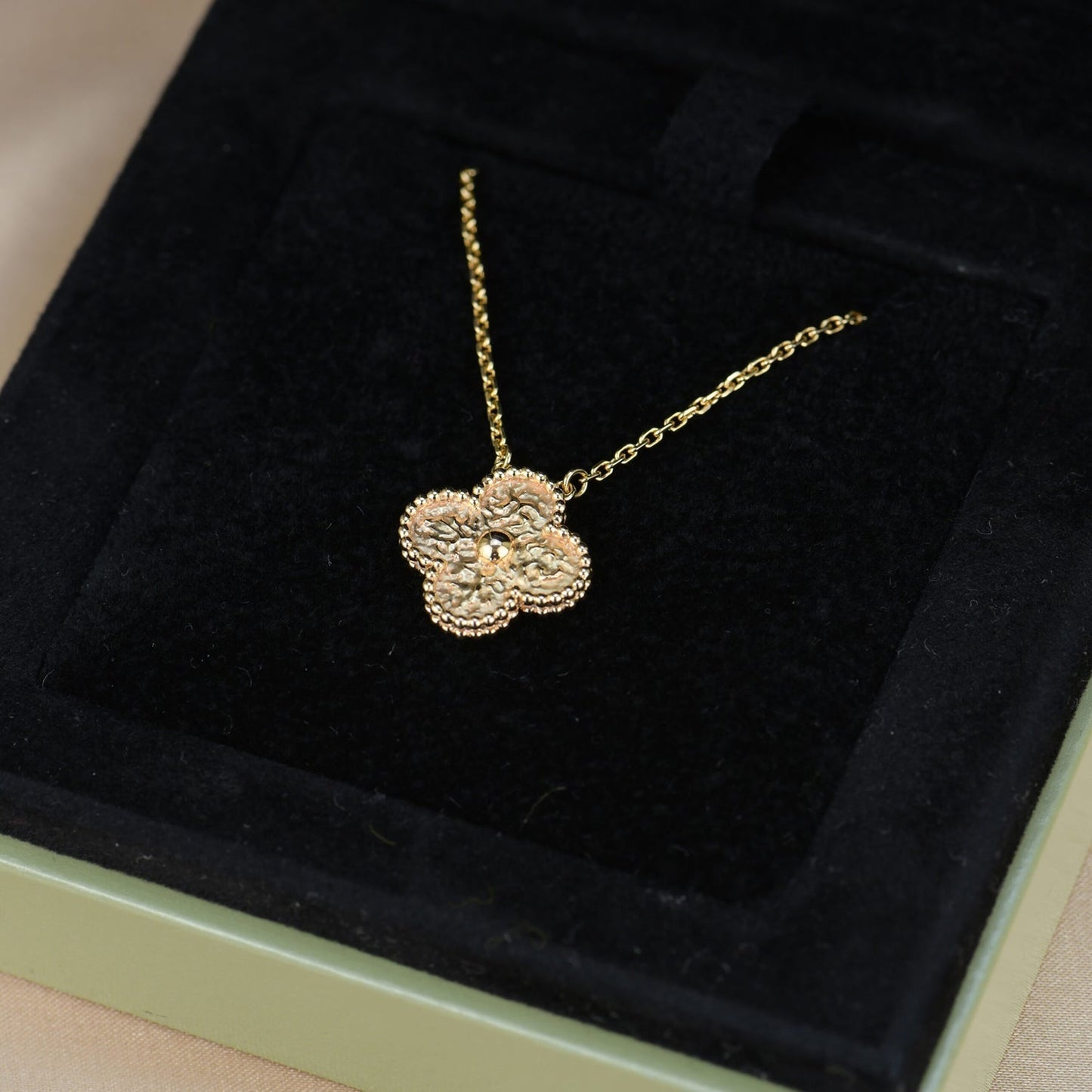 [Solara Jewelry]CLOVER 15MM  BRONZING NECKLACE