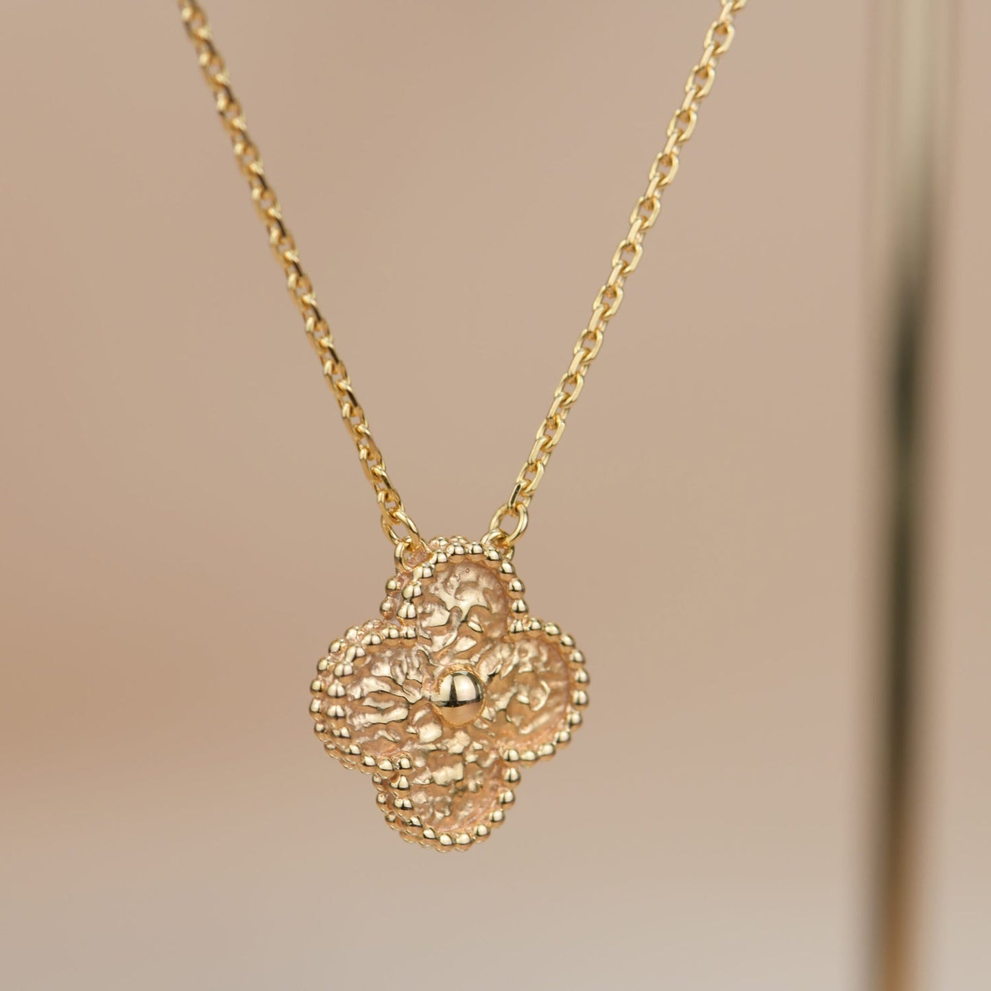 [Solara Jewelry]CLOVER 15MM  BRONZING NECKLACE