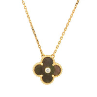 [Solara Jewelry]HALSKETTE KLEE 15MM MIT DIAMANTEN UND GRAUEM PERLMUTT