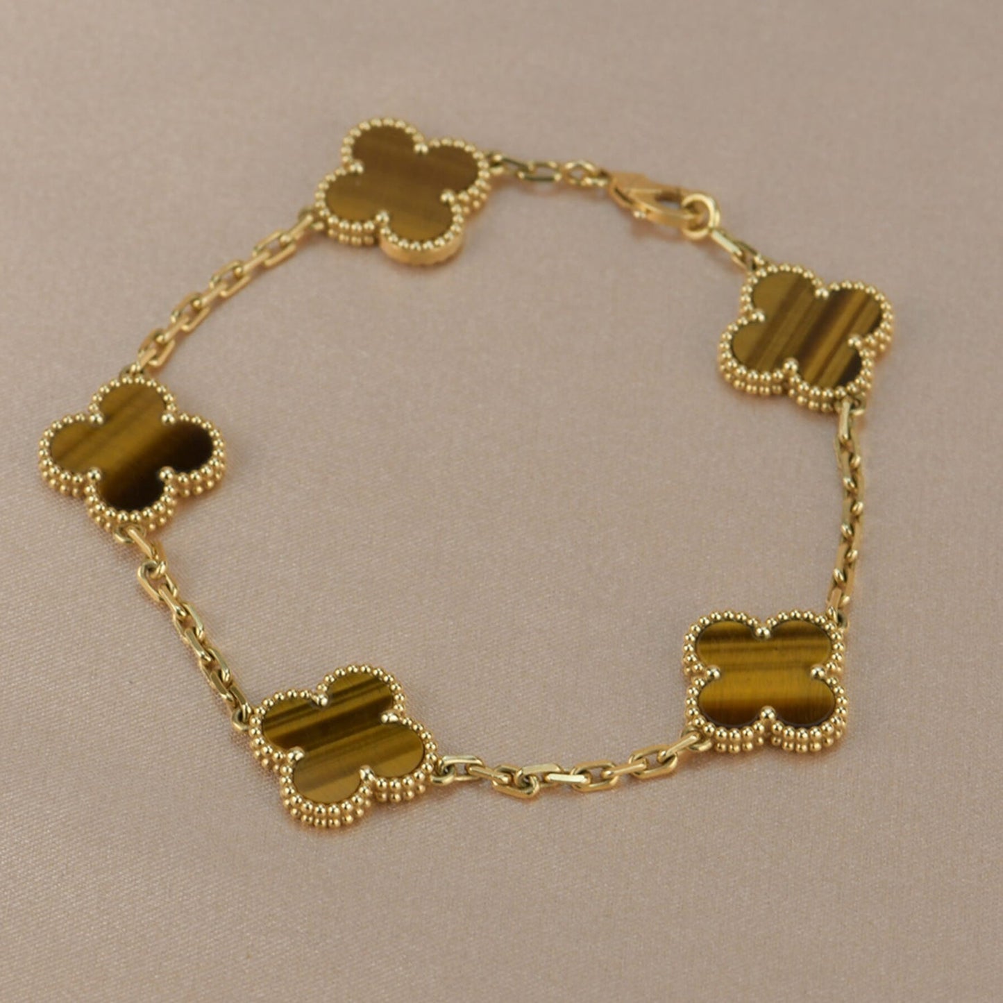 [Solara Jewelry]CLOVER  5 MOTIFS TIGER EYE BRACELET
