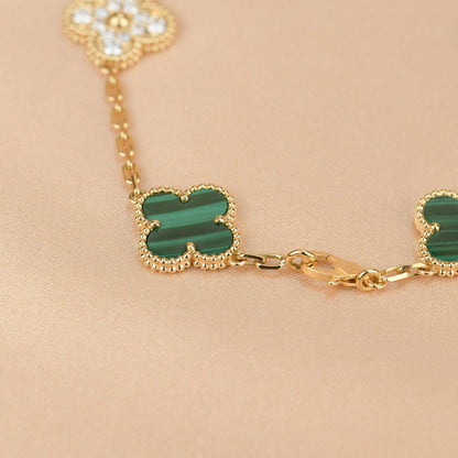 [Solara Jewelry]CLOVER  5 MOTIF MALACHITE DIAMOND BRACELET
