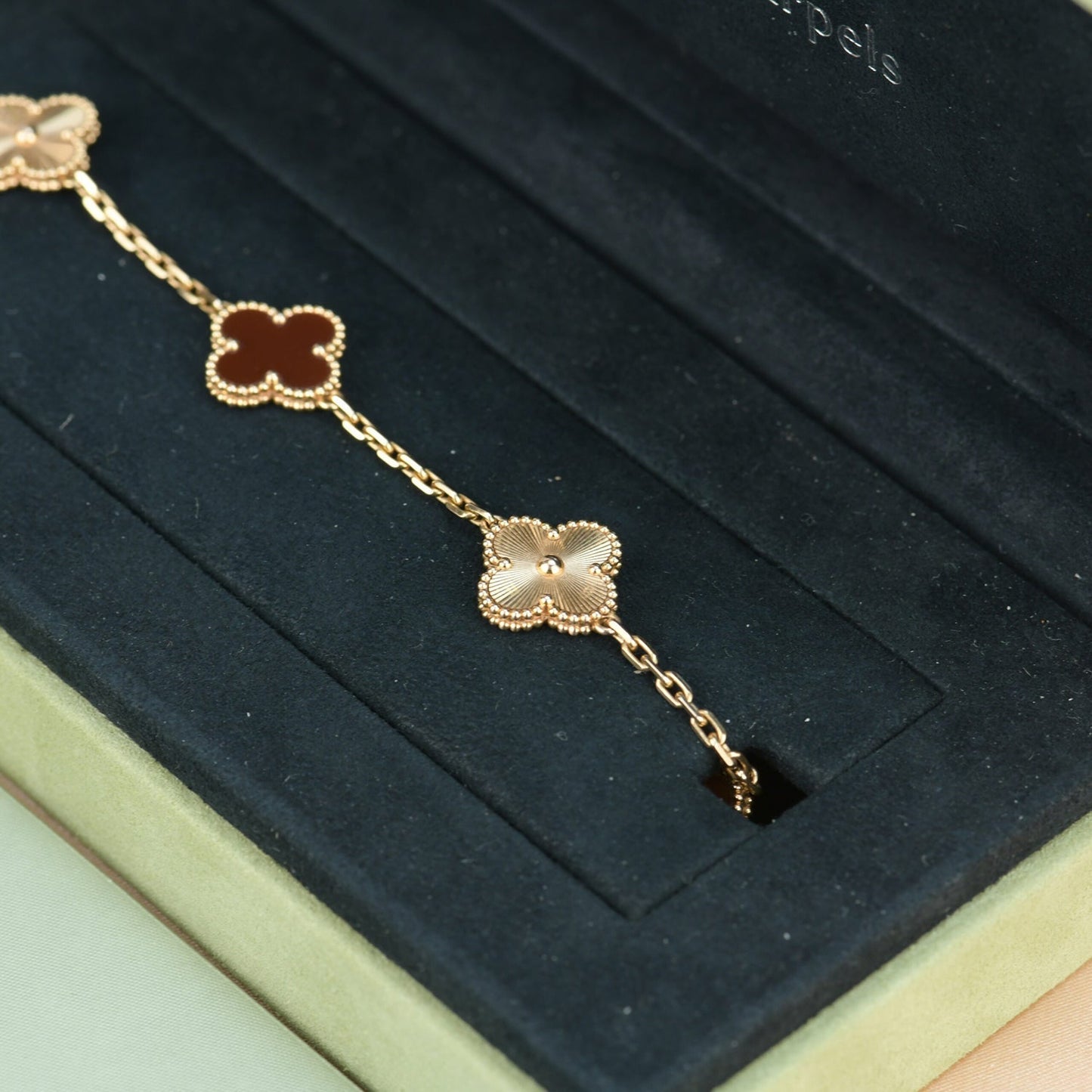 [Solara Jewelry]CLOVER  5 MOTIFS CARNELIAN GOLD BRACELET