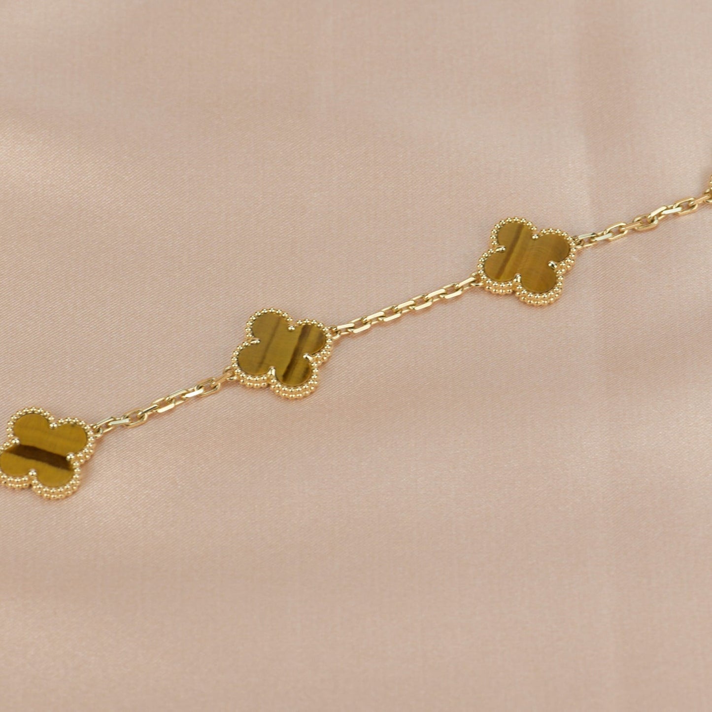 [Solara Jewelry]CLOVER  5 MOTIFS TIGER EYE BRACELET