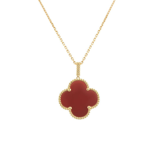 [Solara Jewelry]CLOVER 25MM NECKLACE GOLD CARNELIAN