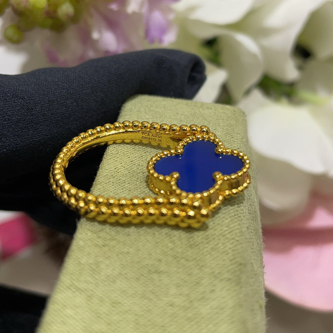 [Solara Jewelry]CLOVER RIVERSIBLE BLUE AGATE RING