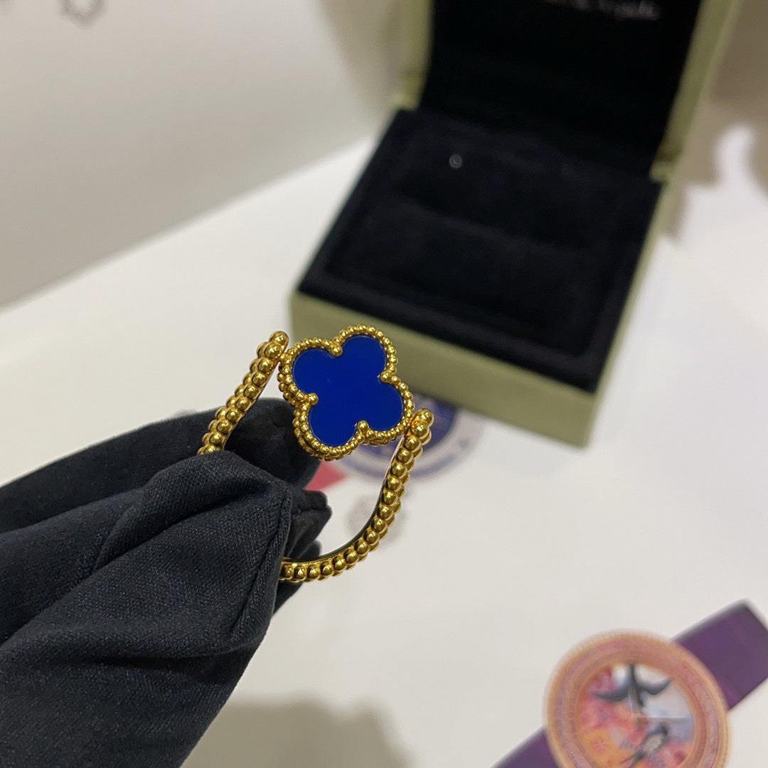 [Solara Jewelry]CLOVER RIVERSIBLE BLUE AGATE RING