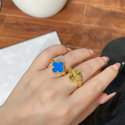 [Solara Jewelry]CLOVER RIVERSIBLE BLUE AGATE RING