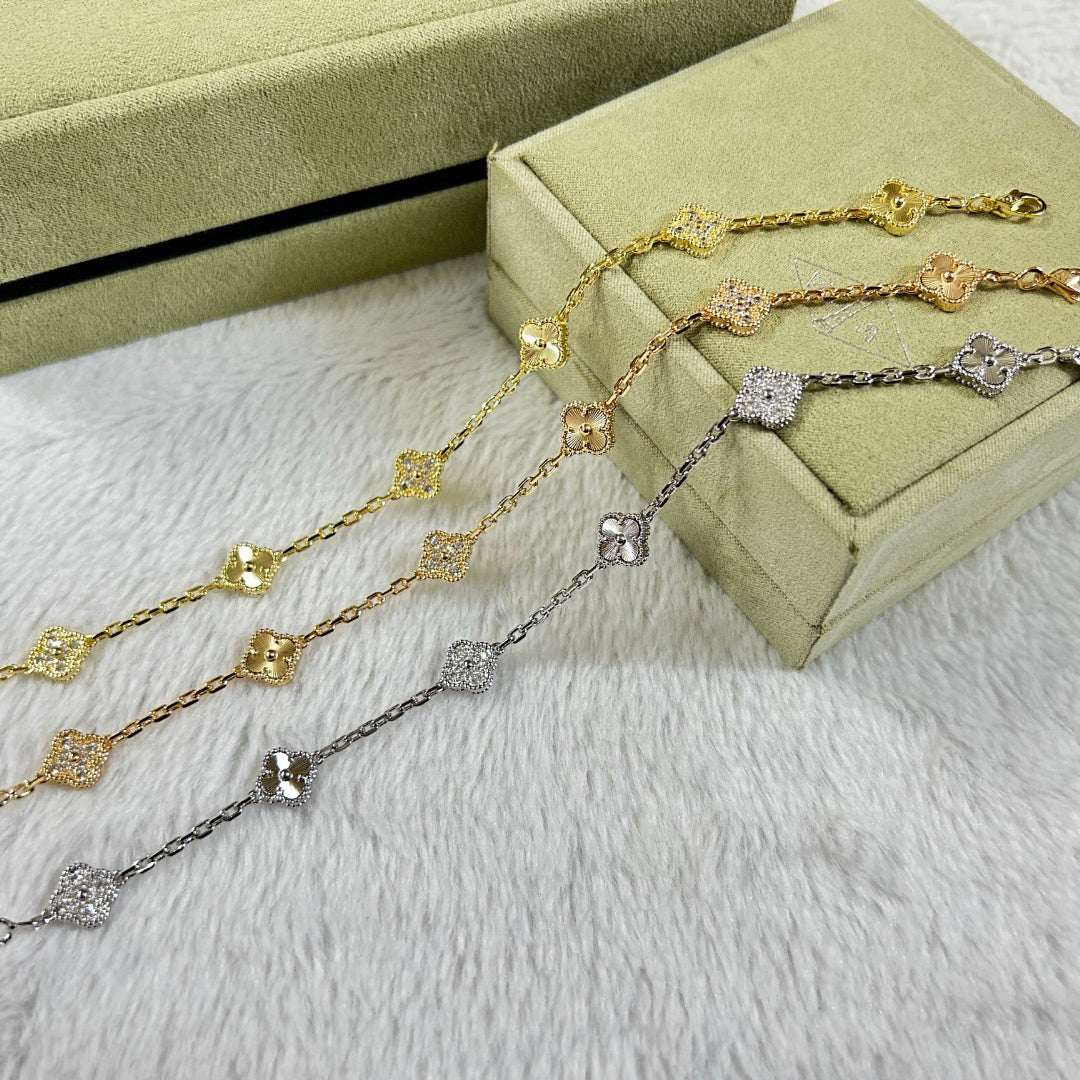 [Solara Jewelry]CLOVER 6 MOTIF DIAMOND LASER BRACELET