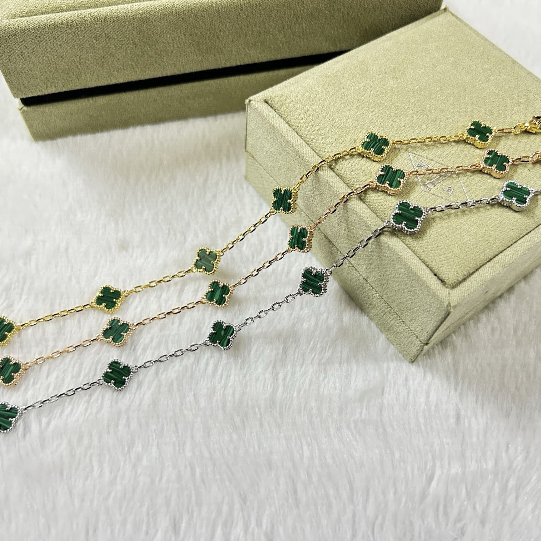 [Solara Jewelry]CLOVER 6 MOTIF MALACHITE BRACELET