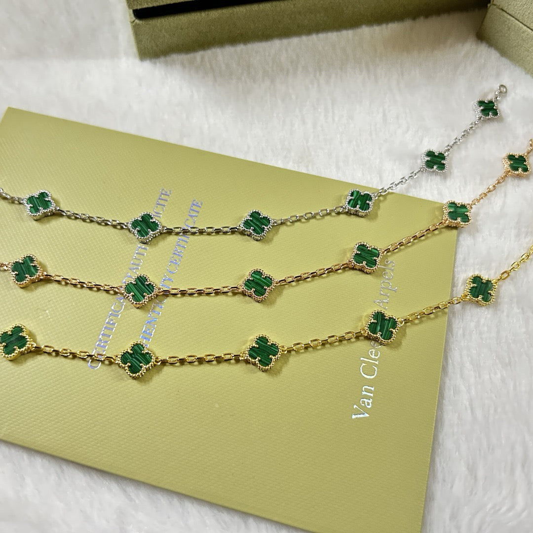 [Solara Jewelry]CLOVER 6 MOTIF MALACHITE BRACELET