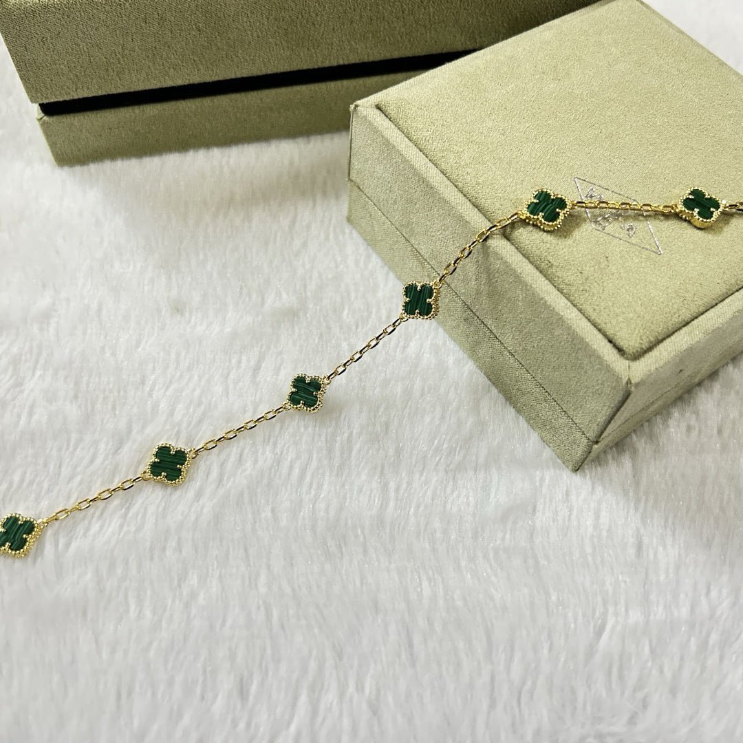 [Solara Jewelry]CLOVER 6 MOTIF MALACHITE BRACELET