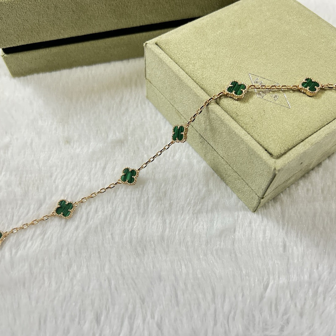 [Solara Jewelry]CLOVER 6 MOTIF MALACHITE BRACELET