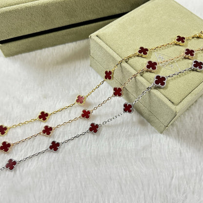 [Solara Jewelry]CLOVER 6 MOTIF RED AGATE BRACELET
