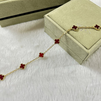 [Solara Jewelry]CLOVER 6 MOTIF RED AGATE BRACELET