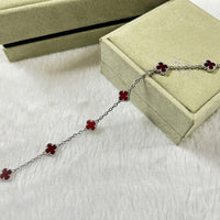 [Solara Jewelry]CLOVER 6 MOTIF RED AGATE BRACELET