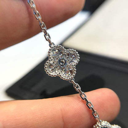[Solara Jewelry]CLOVER 5 MOTIF ONYXS DIAMOND BRACELET SILVER