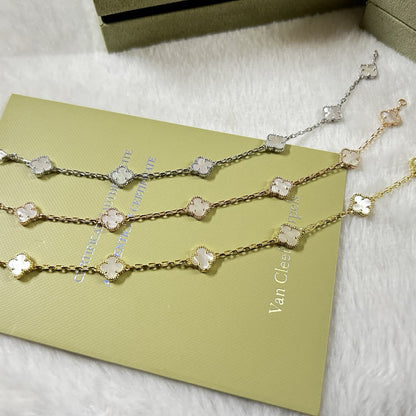 [Solara Jewelry]CLOVER 6 MOTIF WHITE MOP BRACELET