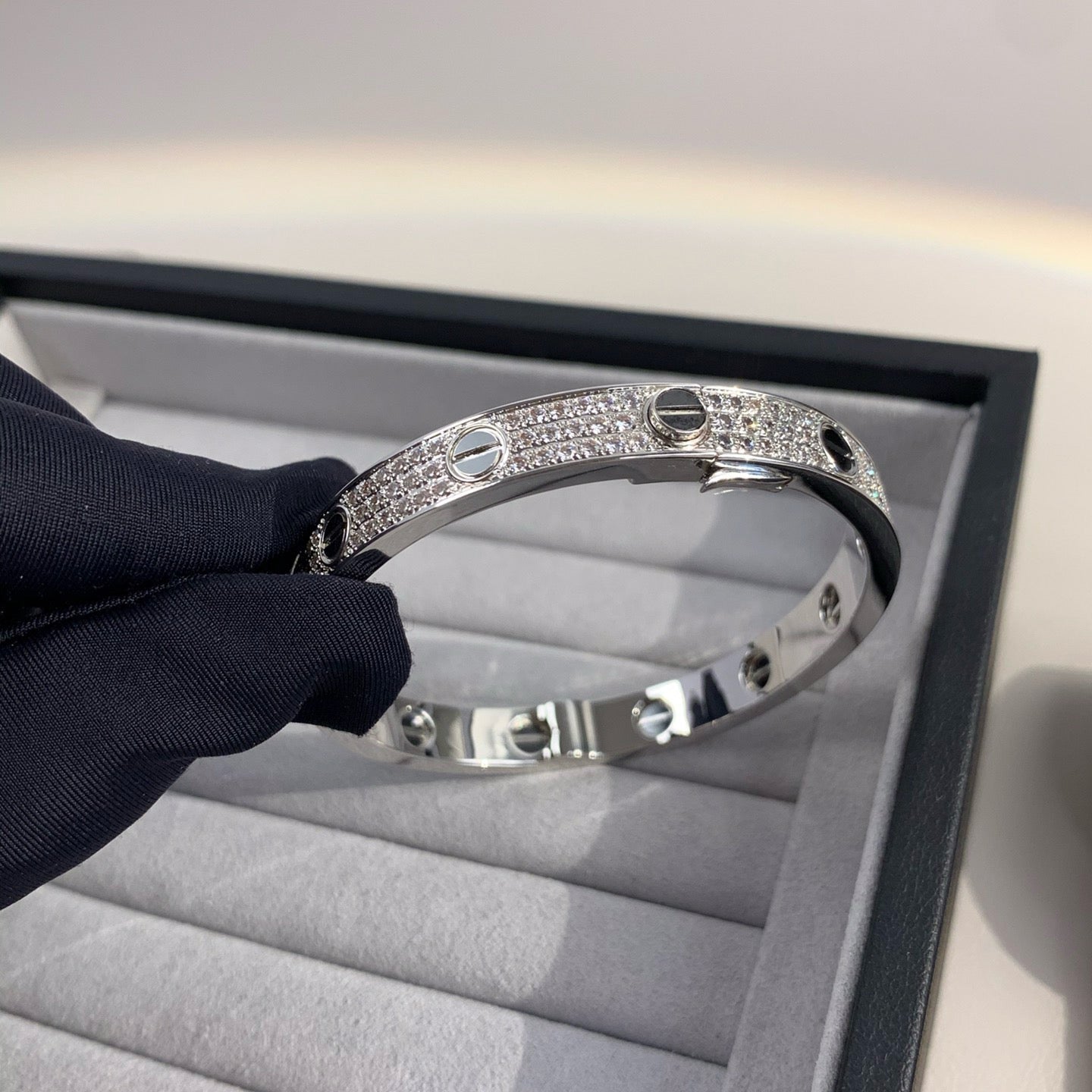 [Solara Jewelry]LOVE BRACELET 6.1MM DIAMOND-PAVED CERAMIC
