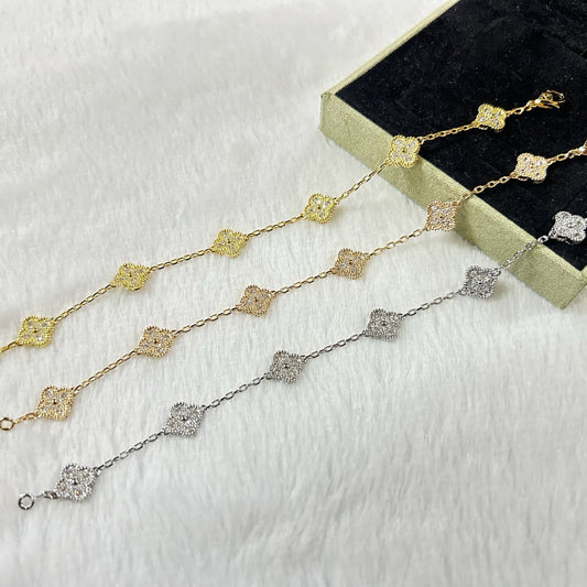 [Solara Jewelry]CLOVER 6 MOTIF DIAMOND BRACELET