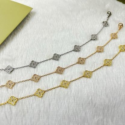 [Solara Jewelry]CLOVER 6 MOTIF DIAMOND BRACELET